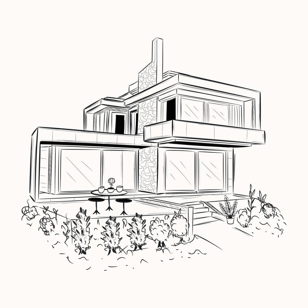 une illustration évolutive dessinée à la main de la maison vecteur