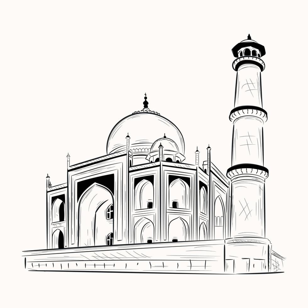 l'illustration de doodle du taj mahal est prête pour une utilisation premium vecteur