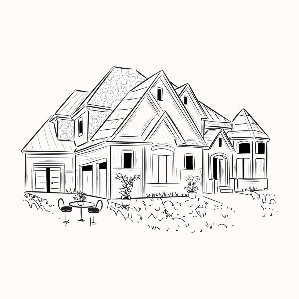 une illustration évolutive dessinée à la main de la maison vecteur