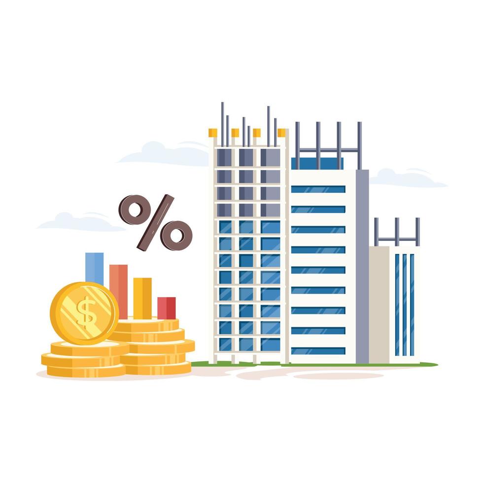 illustration de l'investissement dans la construction vecteur