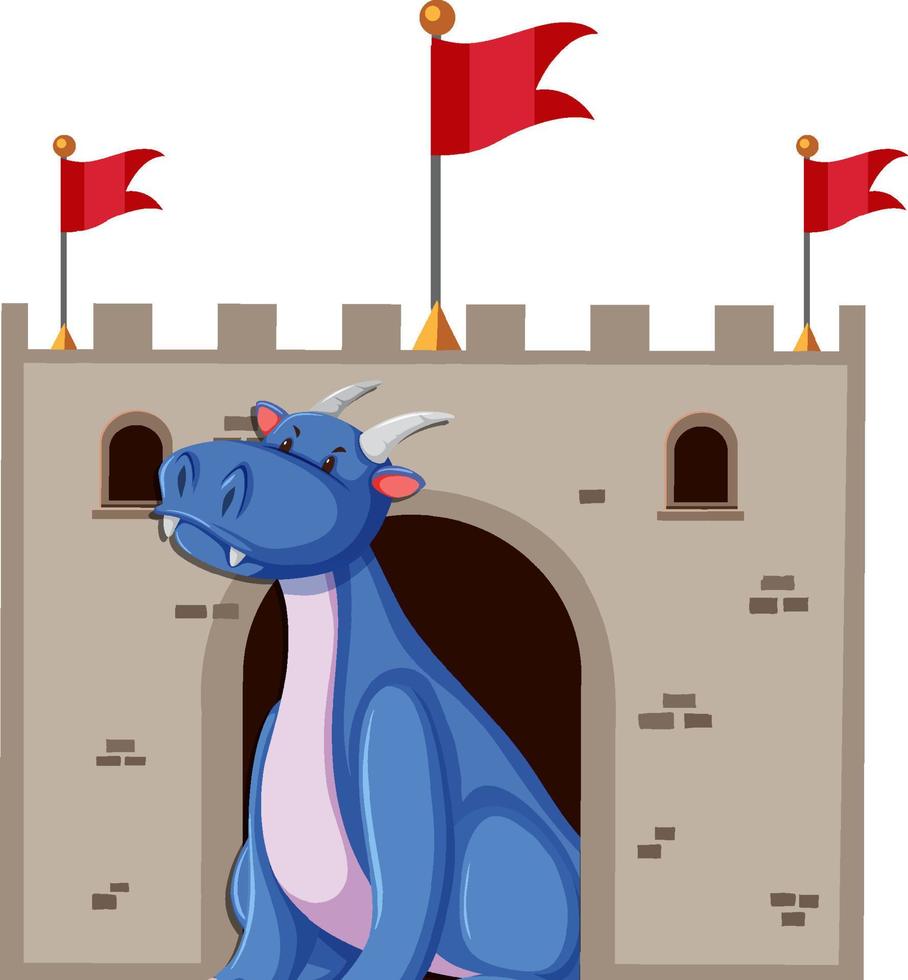 personnage de dessin animé mignon dragon bleu vecteur