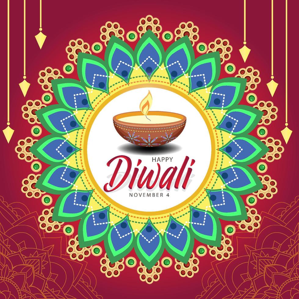 affiche du joyeux festival des lumières de diwali vecteur