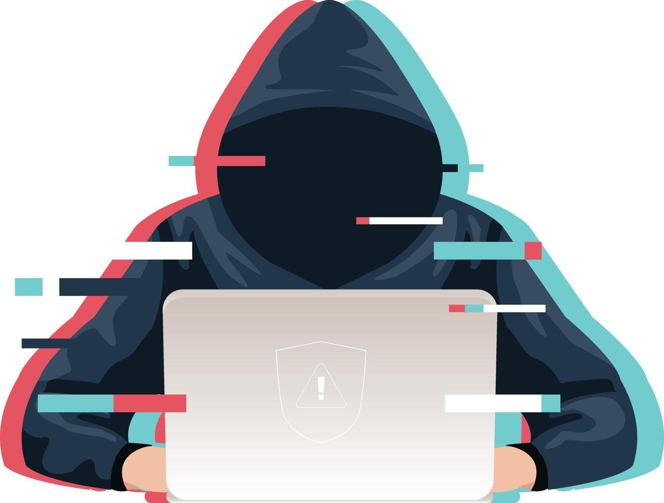 les pirates informatiques professionnels utilisent des ordinateurs portables pour planifier des attaques contre des sites appartenant à l'entreprise vecteur