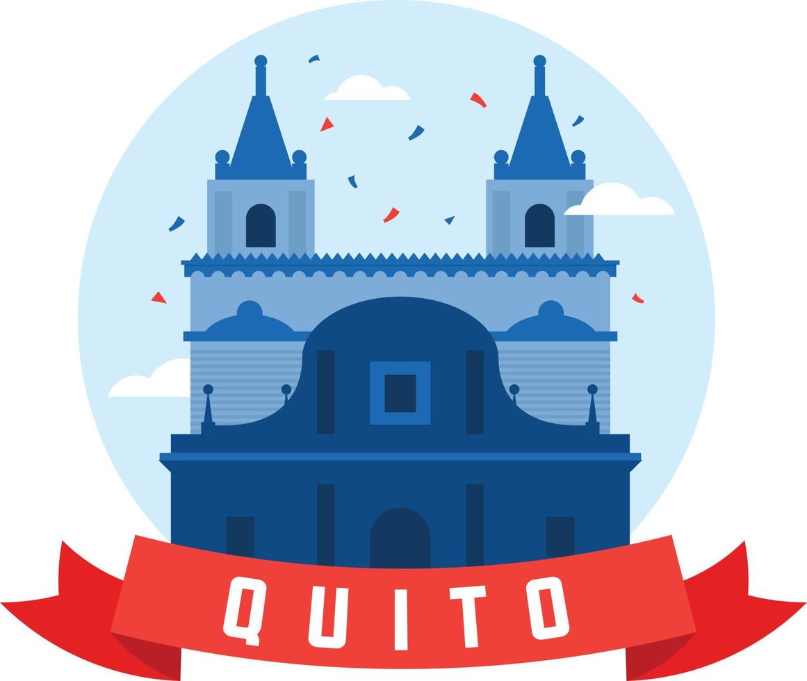 fundacion de quito avec diverses bannières et arrière-plans vecteur