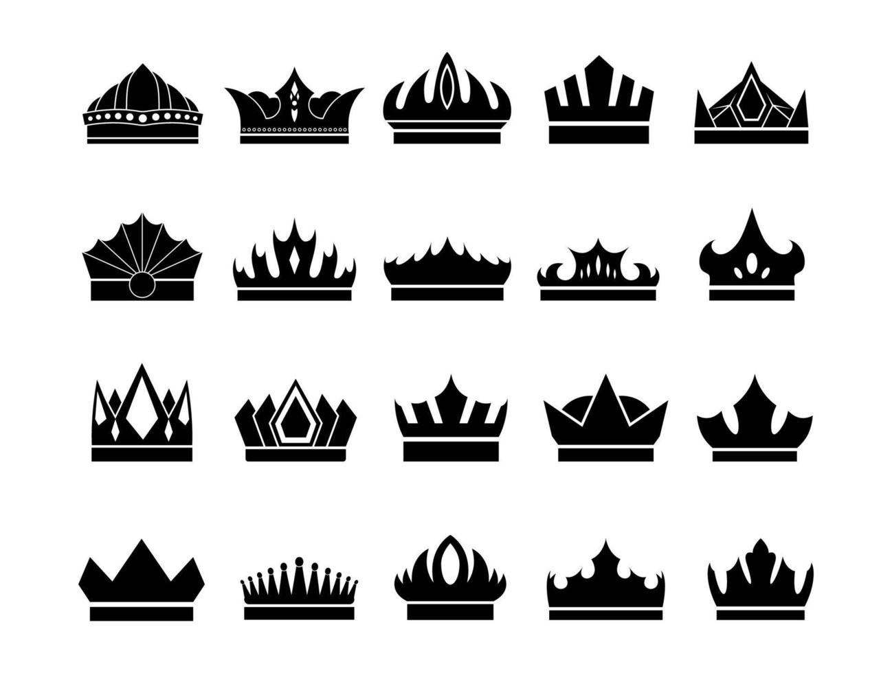 icônes de couronne vectorielles inhabituelles isolées sur fond blanc. signe, symbole, icône de la couronne. vecteur