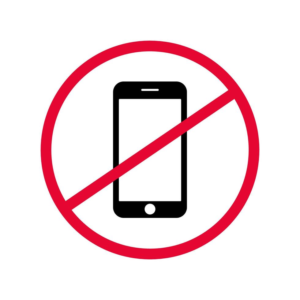 signe vectoriel interdisant l'utilisation d'un appareil mobile dans un endroit spécifique.