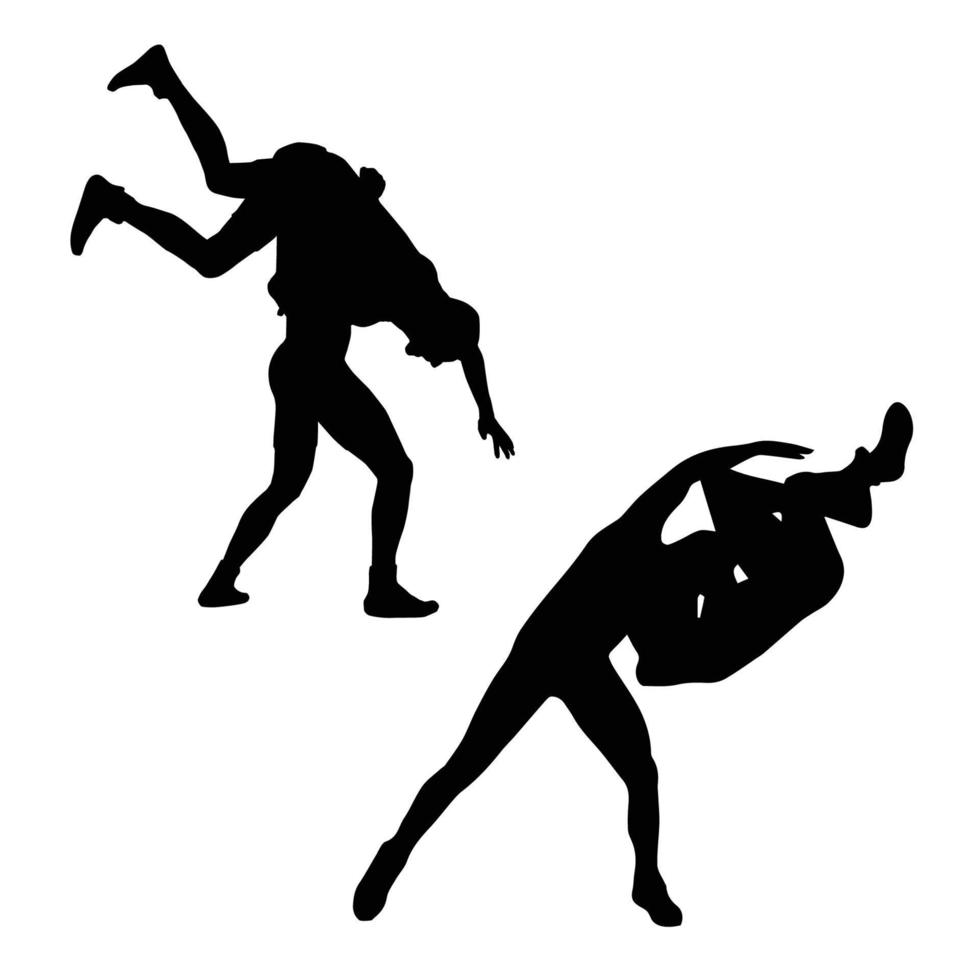 silhouette de lutte vecteur