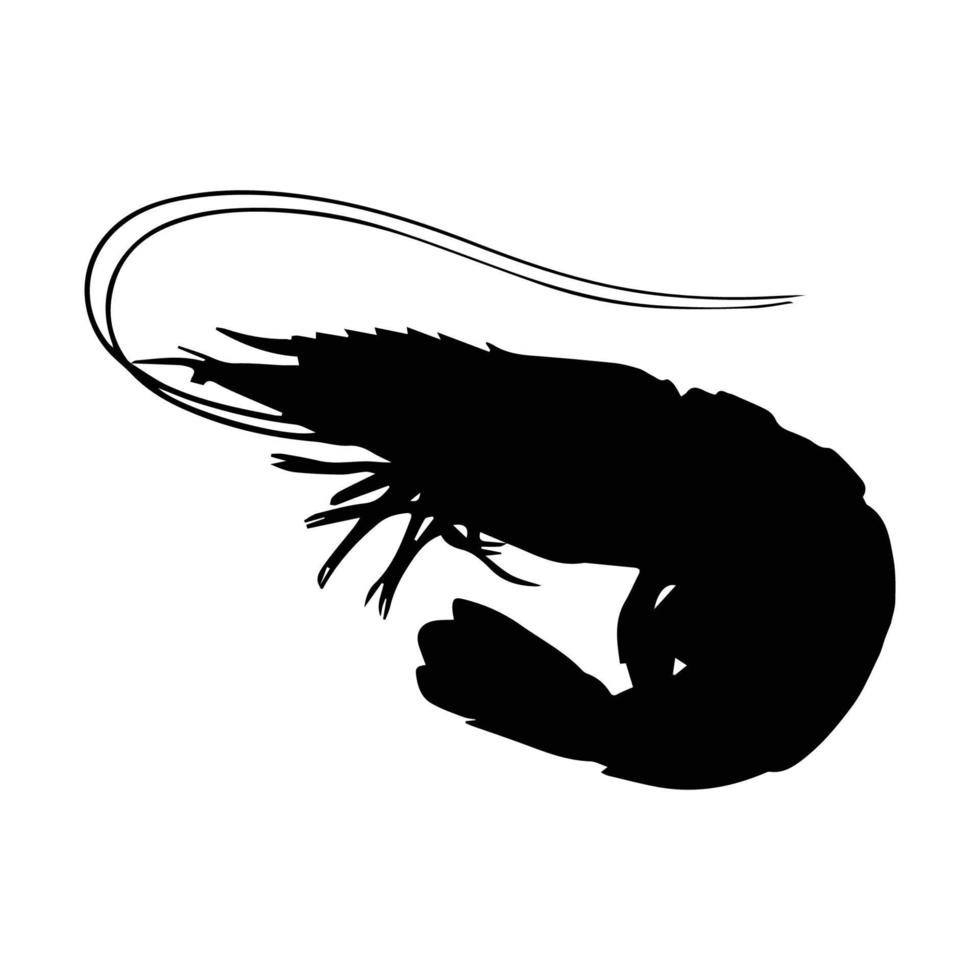 art de la silhouette de crevettes vecteur