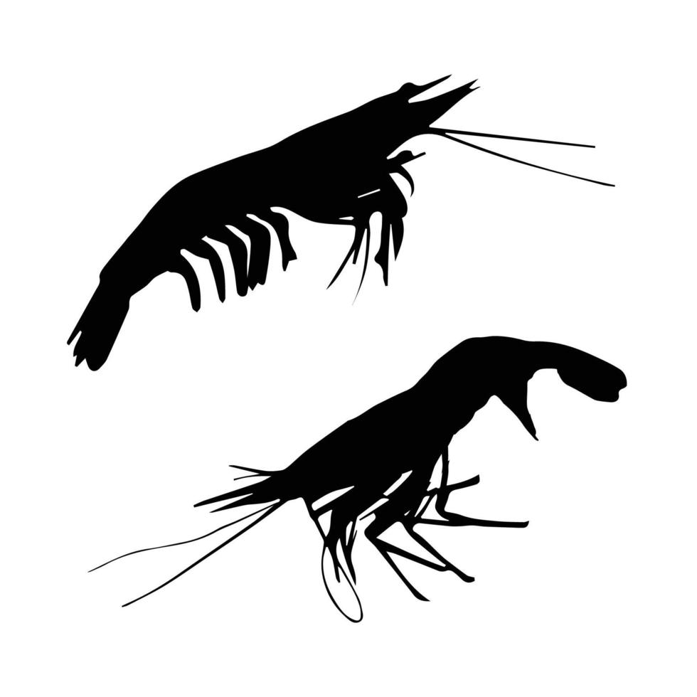 art de la silhouette de crevettes vecteur