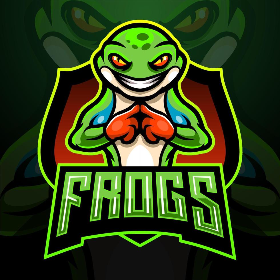 conception de mascotte de logo esport grenouille vecteur