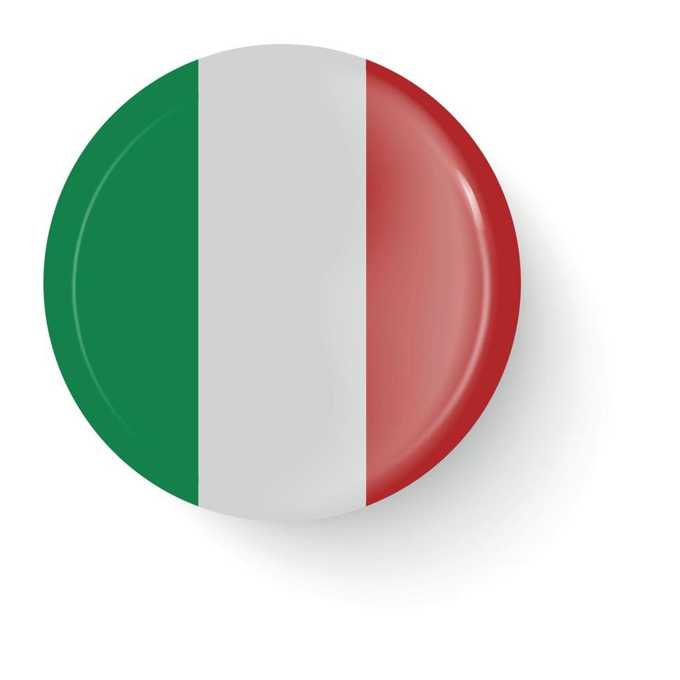 drapeau rond de l'italie. bouton épingle. icône de broche broche, autocollant. vecteur