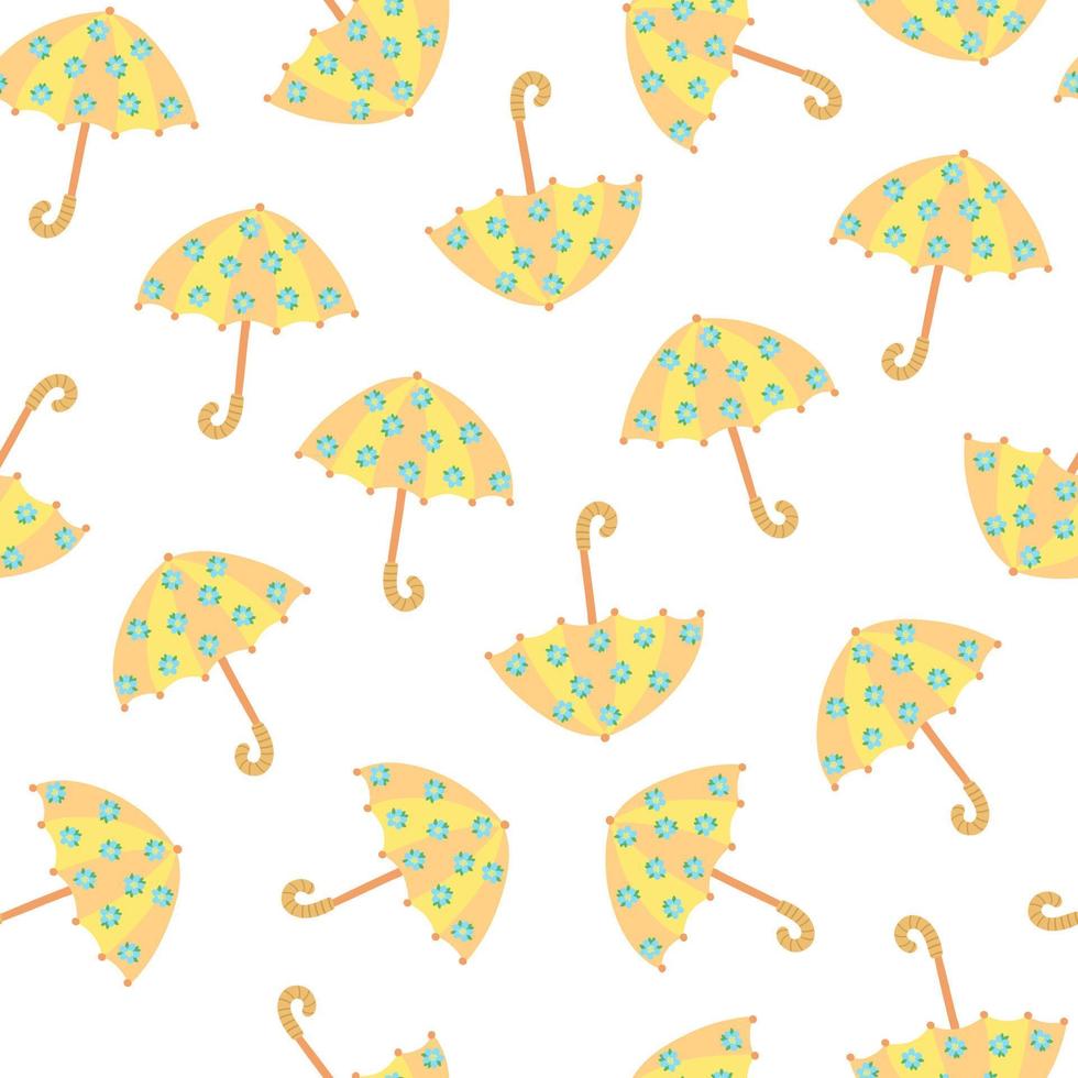 parapluie coloré décoré d'illustration vectorielle de fleurs bleues myosotis, modèle sans couture pour textile, papier cadeau, ornement de répétition de conception de style plat, été, décor de célébration de vacances de Pâques vecteur