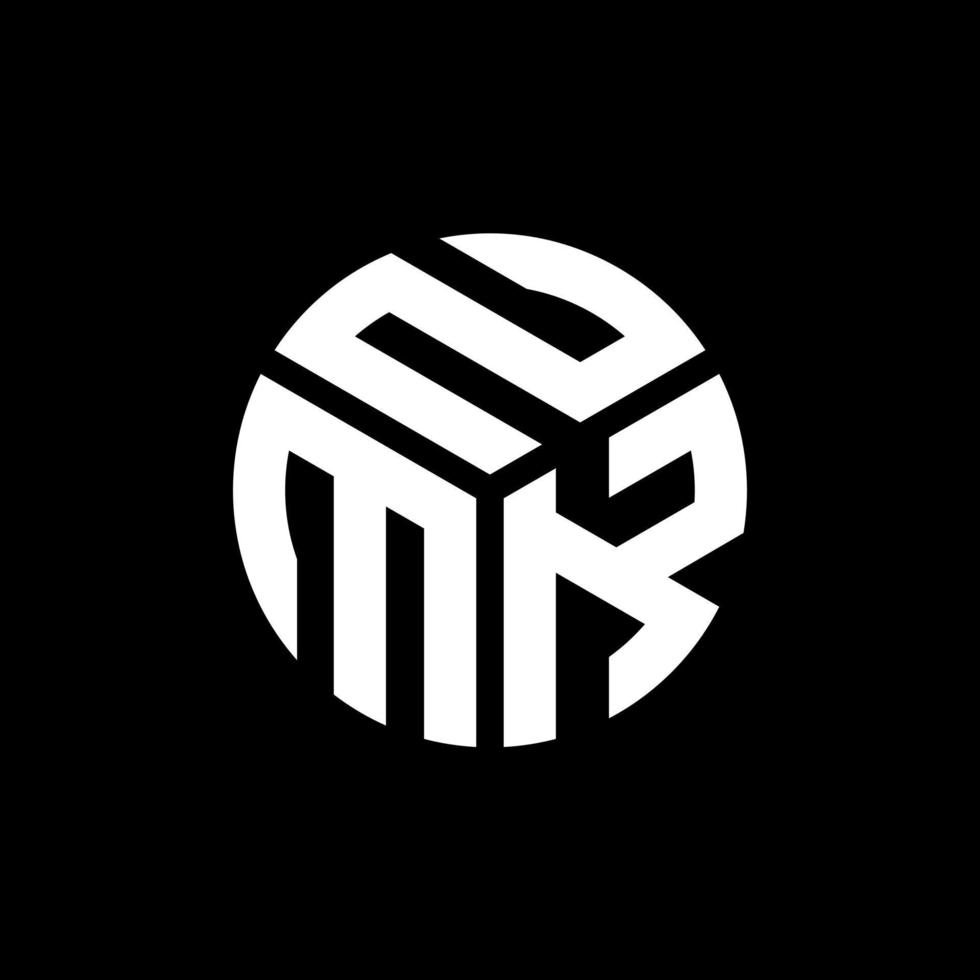 création de logo de lettre nmk sur fond noir. concept de logo de lettre initiales créatives nmk. conception de lettre nmk. vecteur