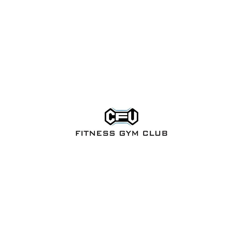 conception de logo de gym de fitness physique construite à partir de lettres abstraites c, f et u isolées avec une forme de burble abstraite également adaptée aux entreprises ou aux marques avec le nom initial cfu ou ufc vecteur