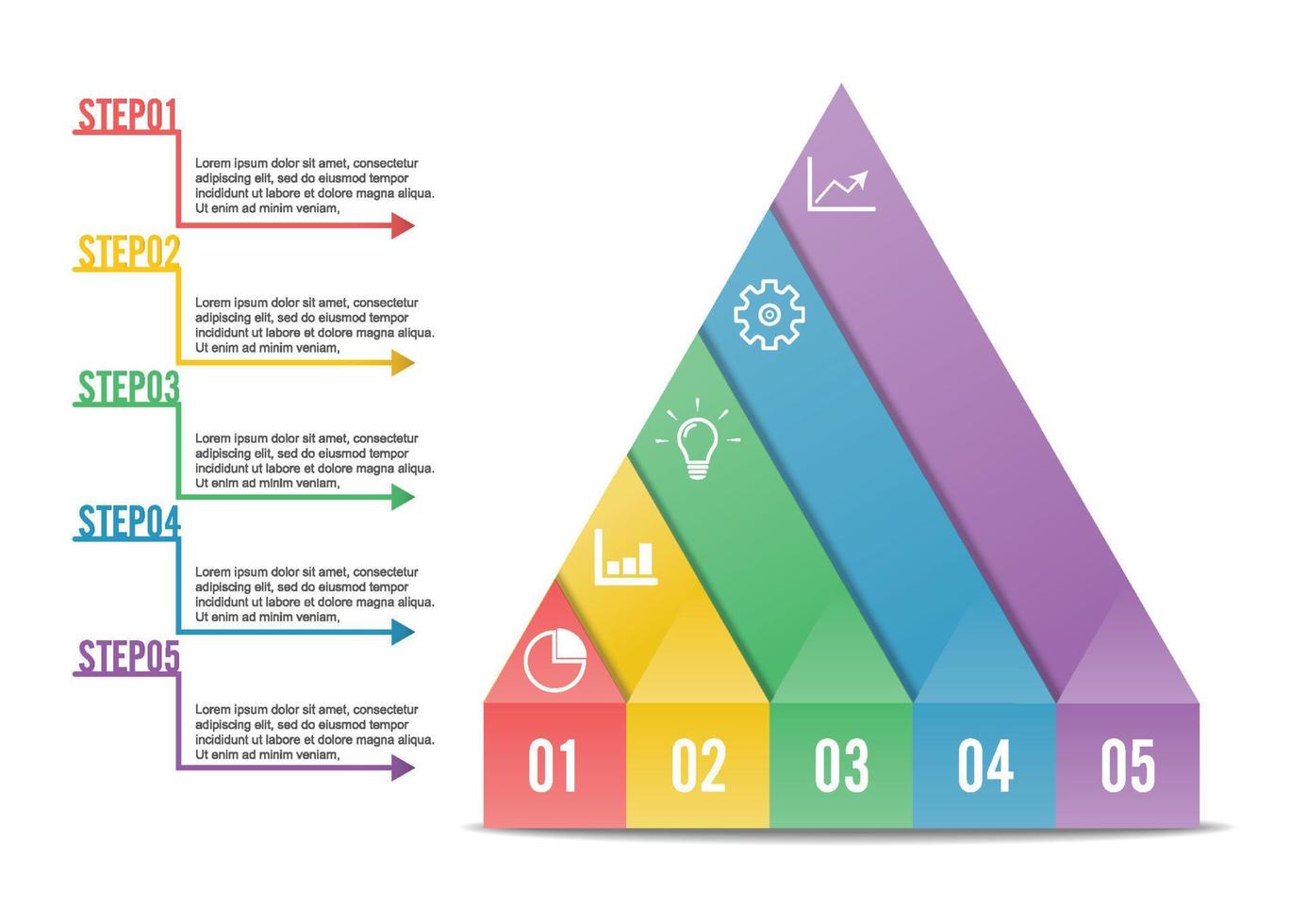 Option d'infographie en 5 étapes pour la croissance de l'entreprise. modèle de présentation et de mise en page du flux de travail. fond abstrait. vecteur