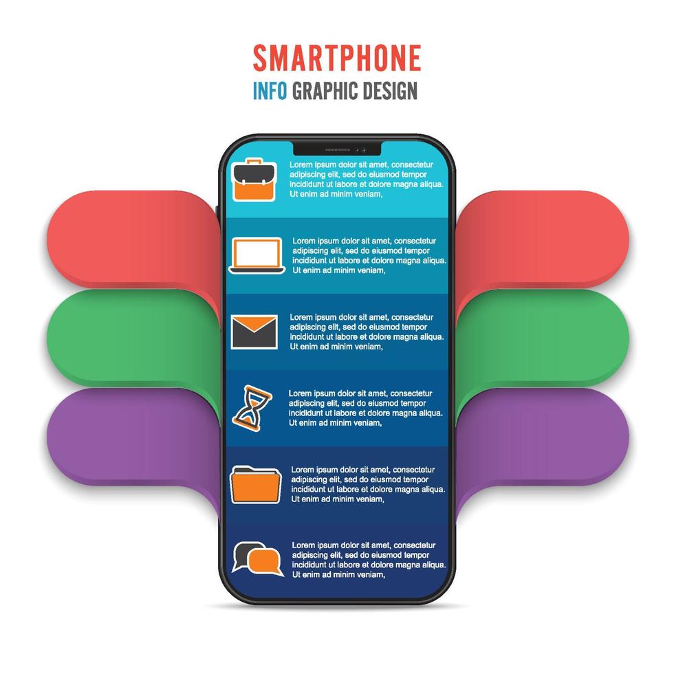 téléphone mobile de vecteur pour infographie. modèle de diagramme, graphique, présentation et graphique. concept d'entreprise avec 6 options, pièces, étapes ou processus. fond abstrait.