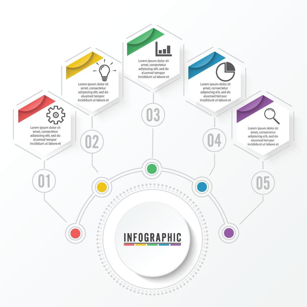 modèle infographique de vecteur avec étiquette en papier 3d, cercles intégrés. concept d'entreprise avec des options. pour le contenu, diagramme, organigramme, étapes, pièces, infographie de chronologie, mise en page de flux de travail, graphique