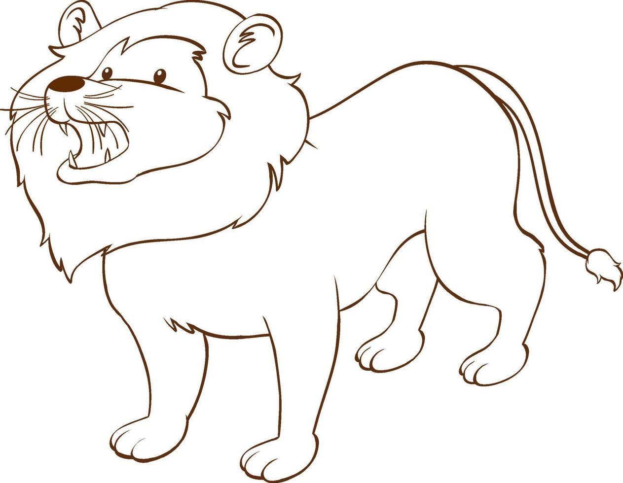 lion dans un style simple doodle sur fond blanc vecteur