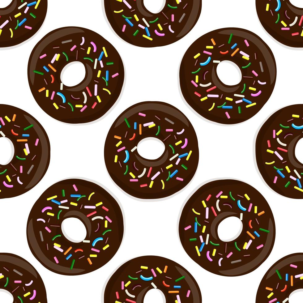 illustration vectorielle transparente motif de beignets au glaçage au chocolat sur fond blanc. vecteur