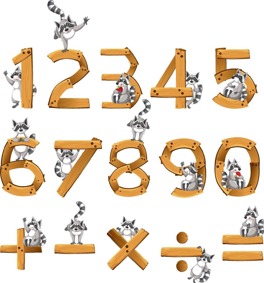 nombre 0 à 9 avec symboles mathématiques vecteur