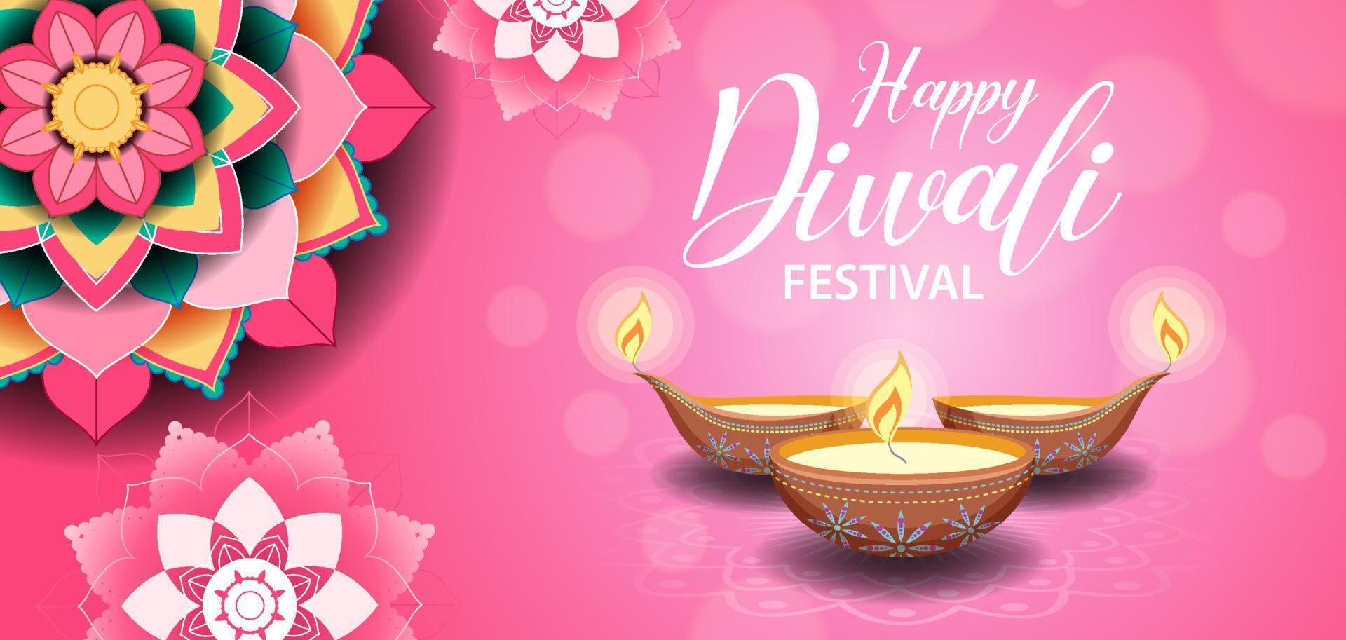 bannière du festival indien joyeux diwali vecteur