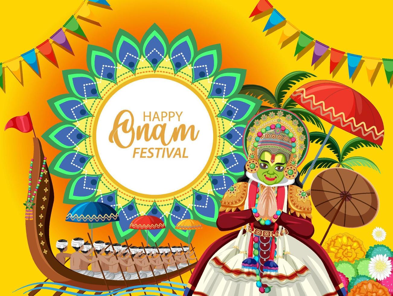 affiche du festival des récoltes hindou onam vecteur