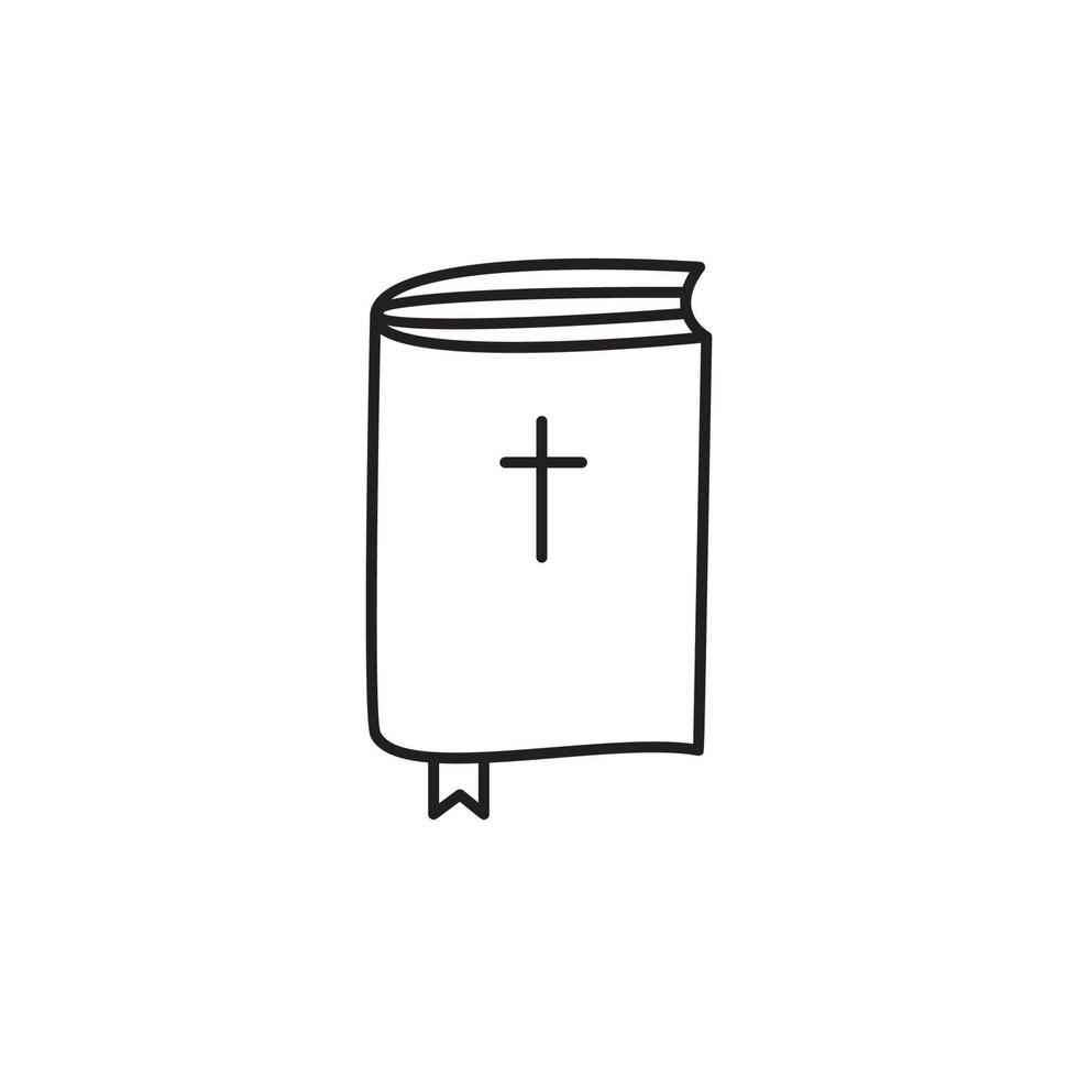 sainte bible avec icône croix monoline. signe de style linéaire pour le concept mobile et la conception web. couvrir le vecteur de contour du livre de la bible. symbole de la religion chrétienne, illustration du logo