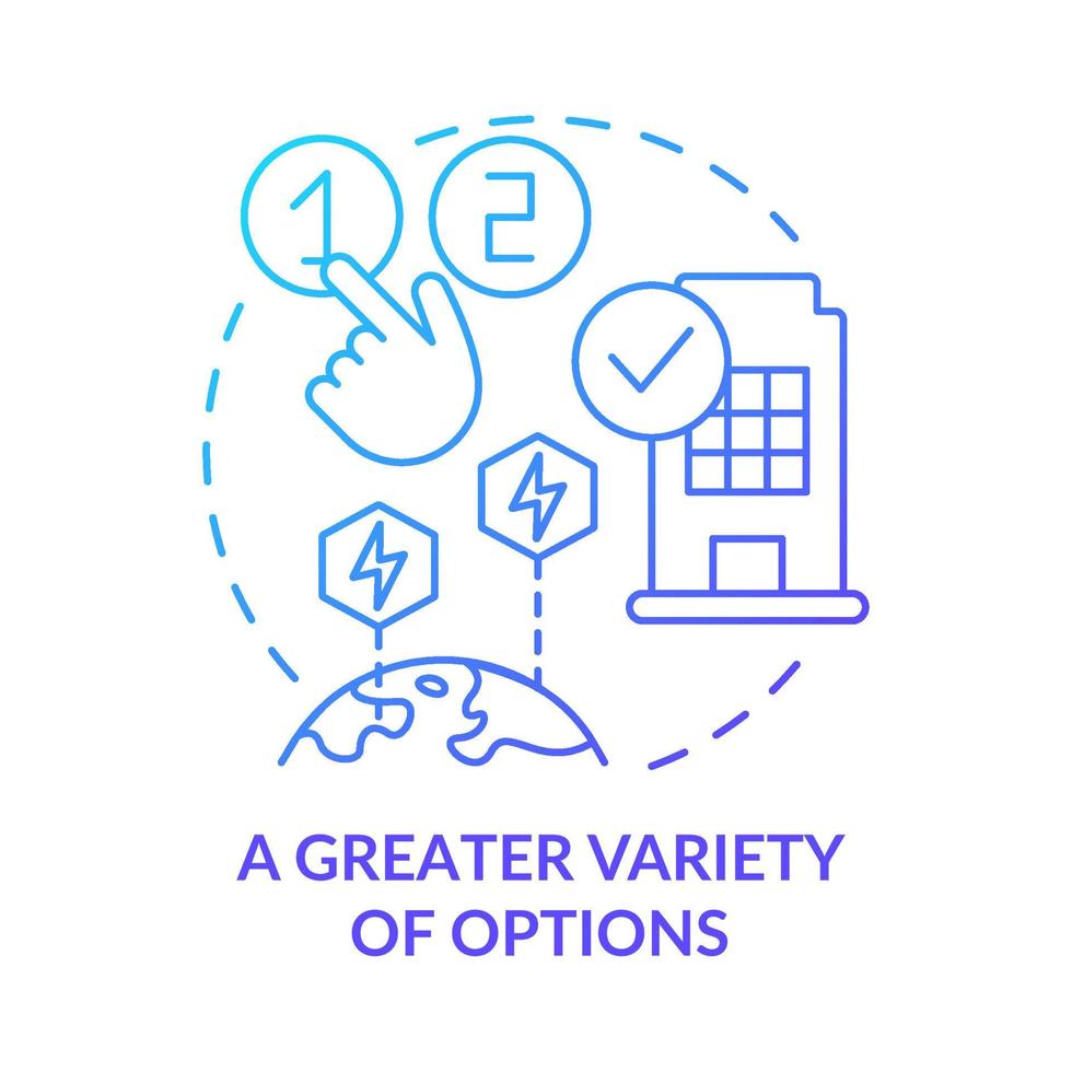 une plus grande variété d'options icône de concept de dégradé bleu. Service Clients. choisir le meilleur plan. illustration de fine ligne d'idée abstraite ppa pros. dessin de contour isolé. myriade de polices pro-bold utilisées vecteur