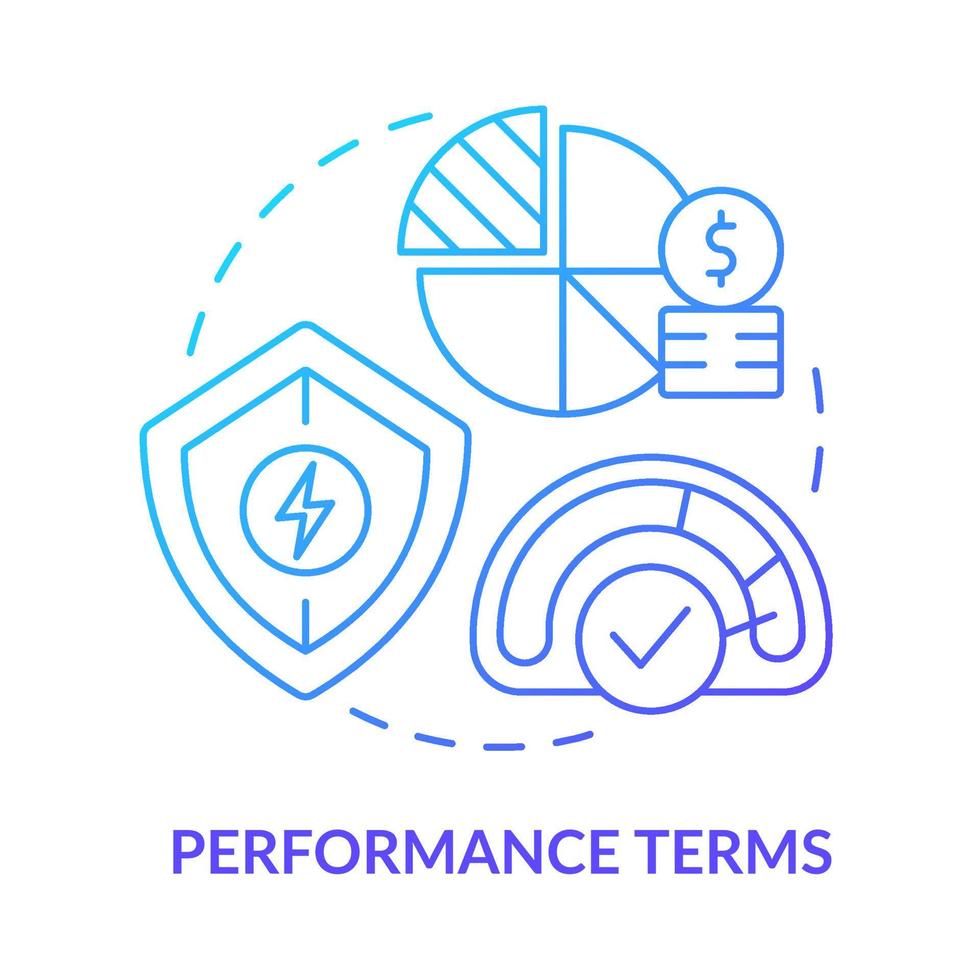 termes de performance icône de concept de gradient bleu. contrat entre l'acheteur et le fournisseur. ventes d'illustration de ligne mince idée abstraite ppa. dessin de contour isolé. myriade de polices pro-bold utilisées vecteur