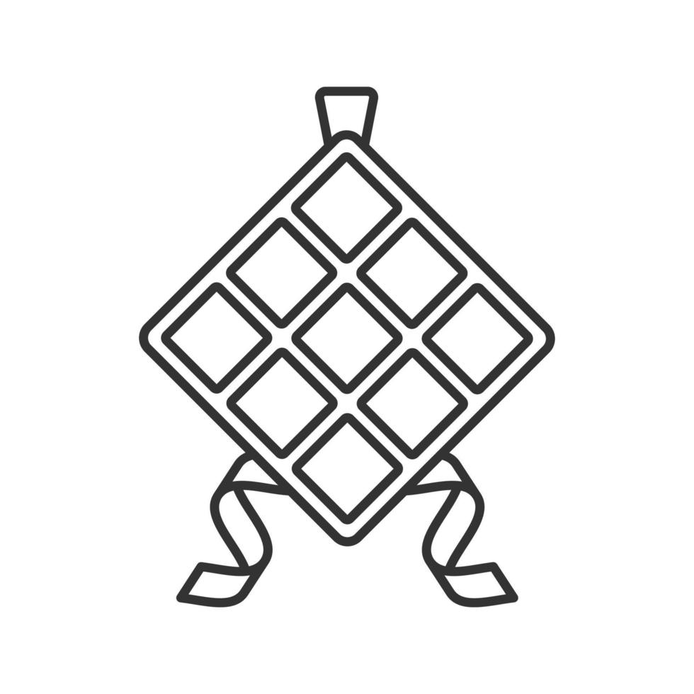 icône linéaire ketupat. illustration de la ligne mince. riz en feuille de palmier. symbole de contour. dessin de contour isolé de vecteur