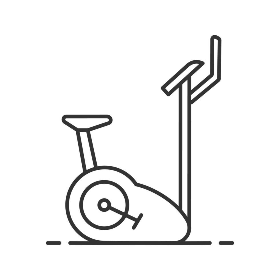 icône linéaire de vélo d'exercice. illustration de la ligne mince. vélo stationnaire. symbole de contour. dessin de contour isolé de vecteur