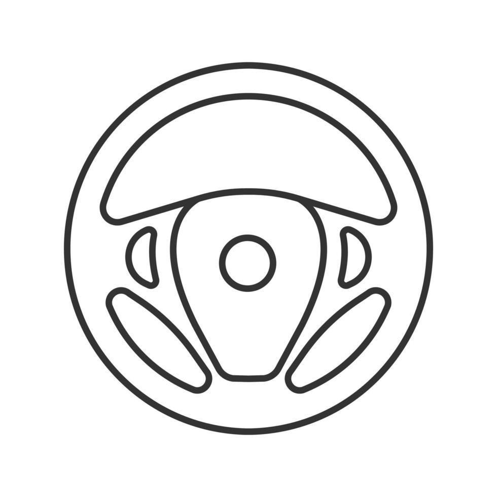 icône linéaire de gouvernail de voiture. illustration de la ligne mince. volant. symbole de contour. dessin de contour isolé de vecteur