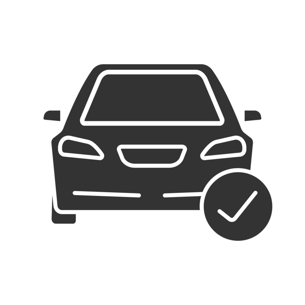 voiture avec icône de glyphe de coche. symbole de la silhouette. contrôle automobile total. espace négatif. illustration vectorielle isolée vecteur