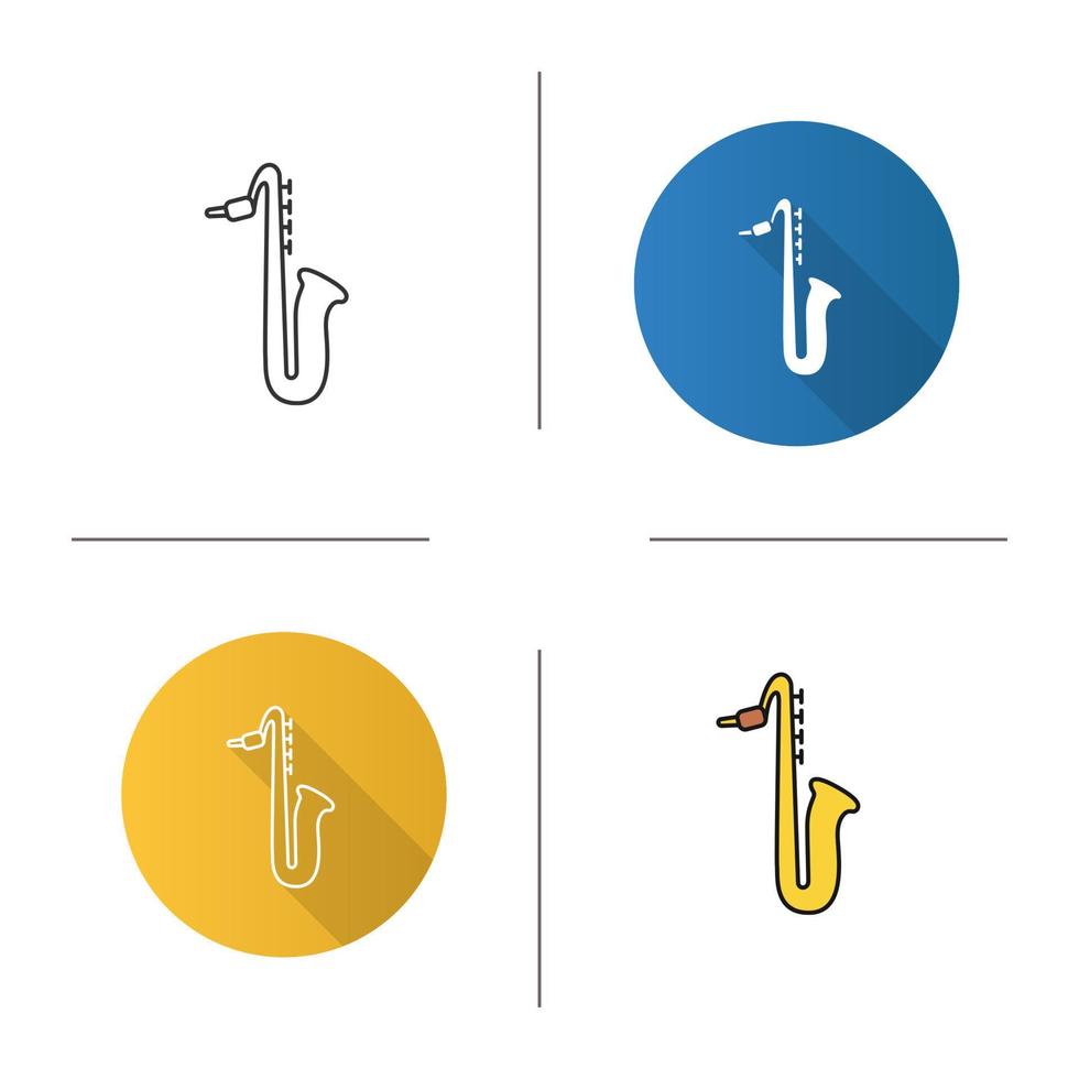 icône de saxophone. design plat, styles linéaires et de couleur. saxo. illustrations vectorielles isolées vecteur