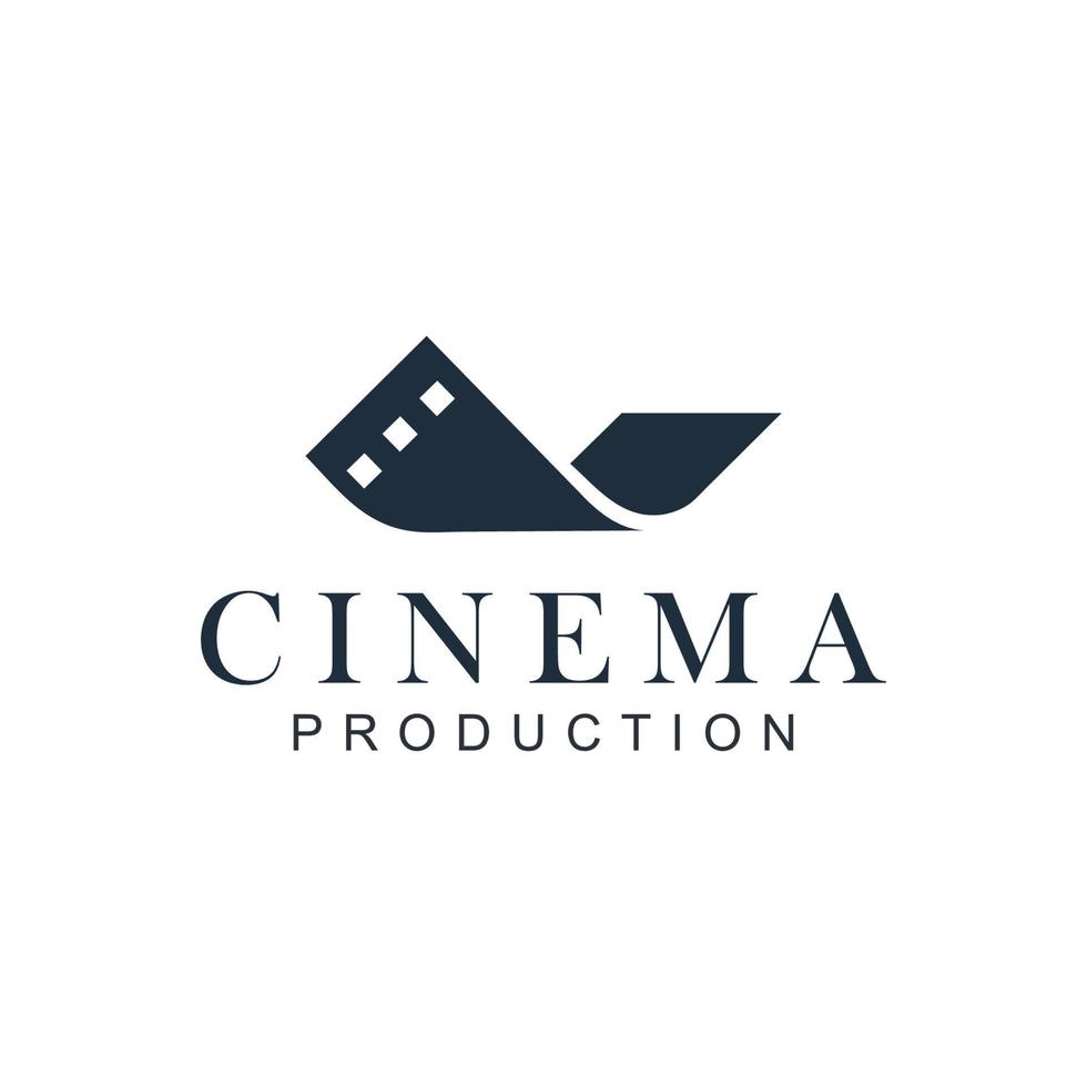 modèle d'emblème de film de logo de cinéma. logo de production de film. modèle de logo de caméra de film. cinéma de bande de film, images de logo de vidéographie vecteur