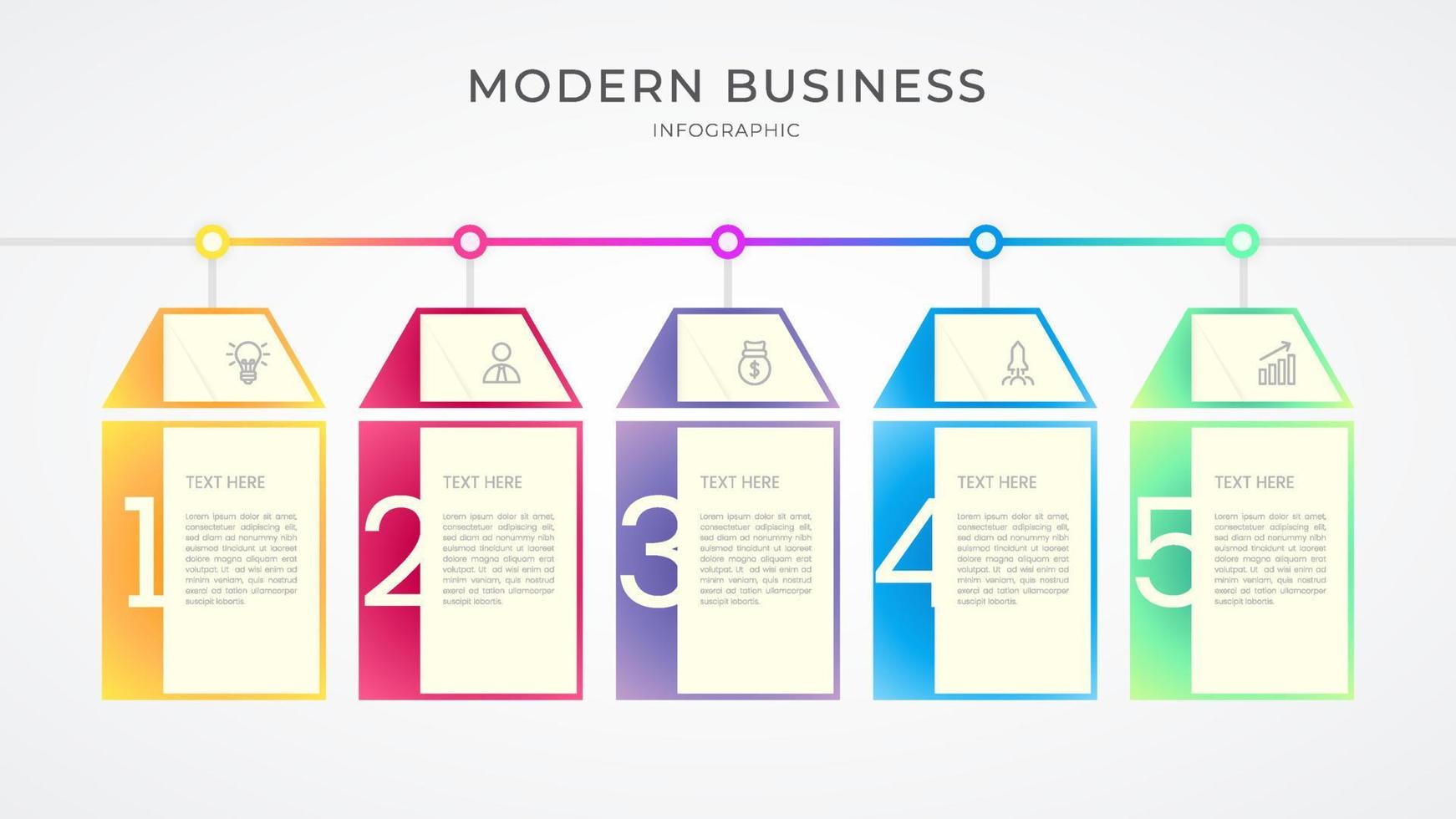 processus de ligne mince d'infographie d'entreprise avec la conception de modèle de carré et de cercle avec des icônes et une couleur attrayante vecteur