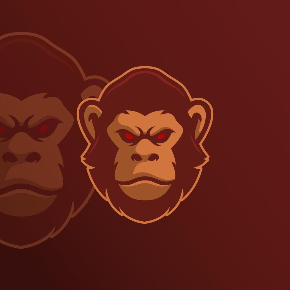 modèle de logo moderne mascotte tête de chimpanzé vecteur