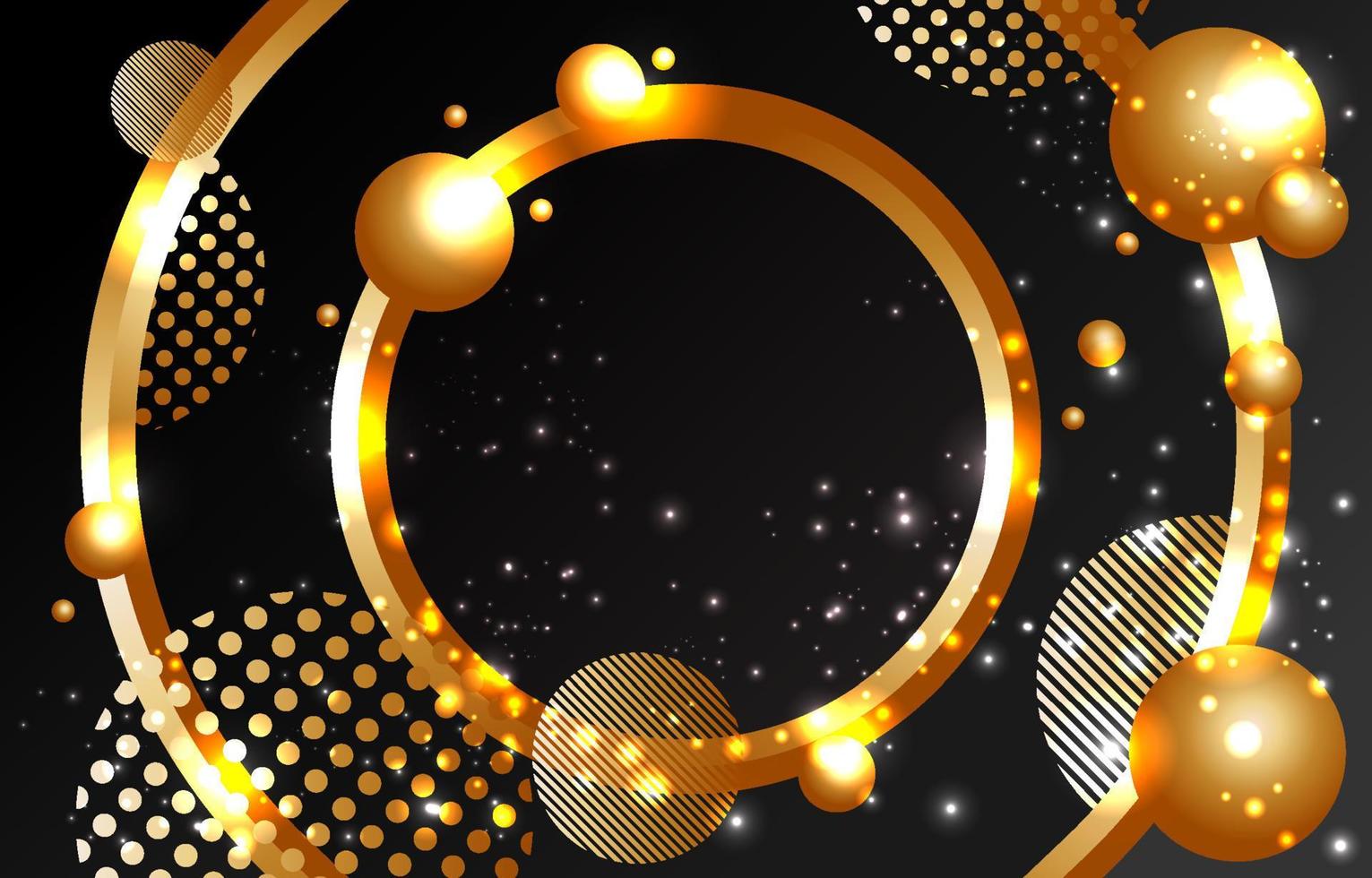 abstrait 3d cercle d'or noir et fond de sphère vecteur