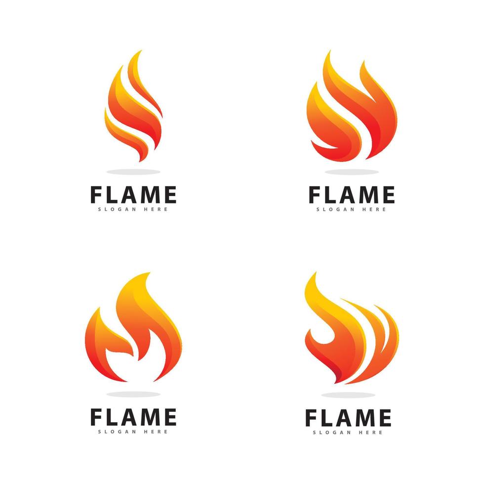 symbole abstrait de logo de flamme de feu avec dégradé de couleur vecteur