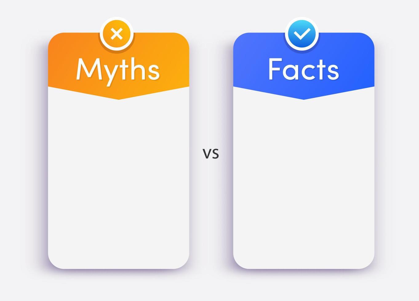 mythes vs faits carte vectorielle style moderne vecteur