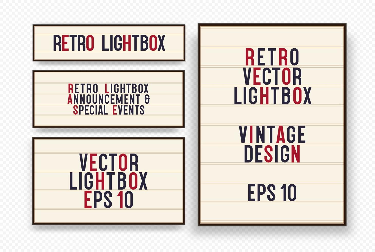 bannière rétro vecteur lightbox défini taille différente