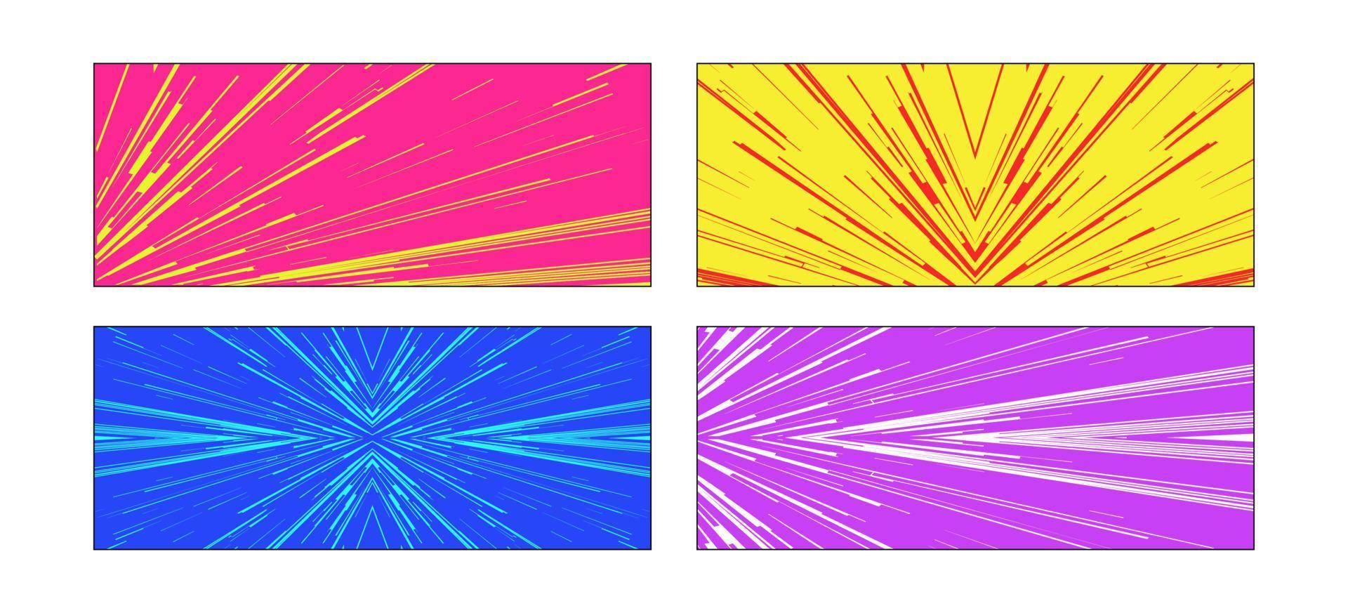 les lignes de vitesse de la bande dessinée définissent le style de bande et d'effet radial vecteur