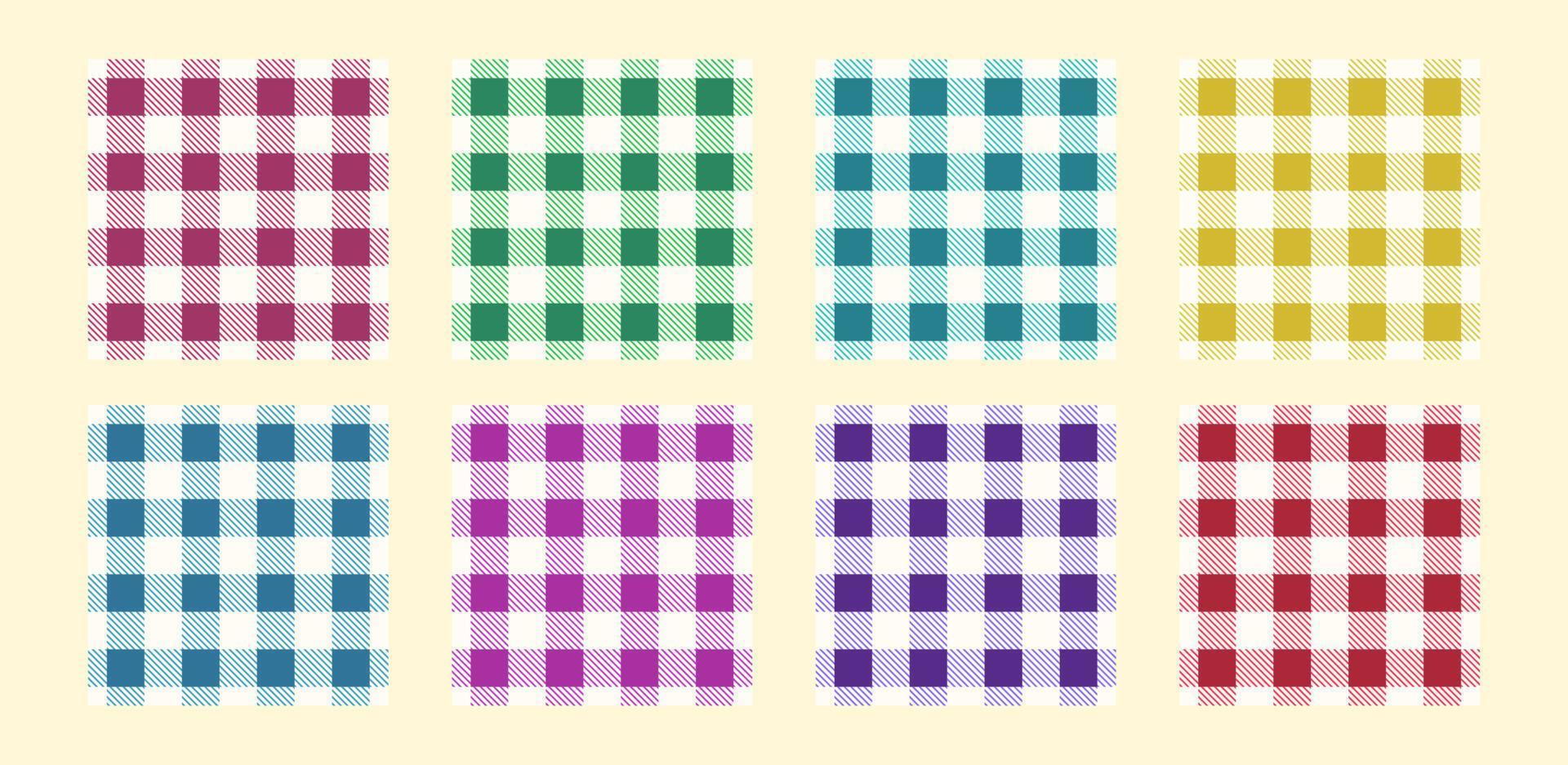 ensemble de motifs vectoriels vichy plaids à carreaux de couleur différente vecteur
