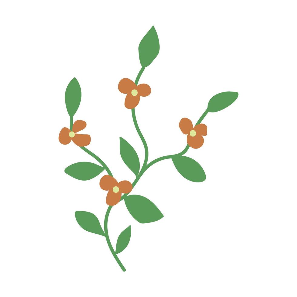 branche avec des feuilles dans un style doodle vecteur
