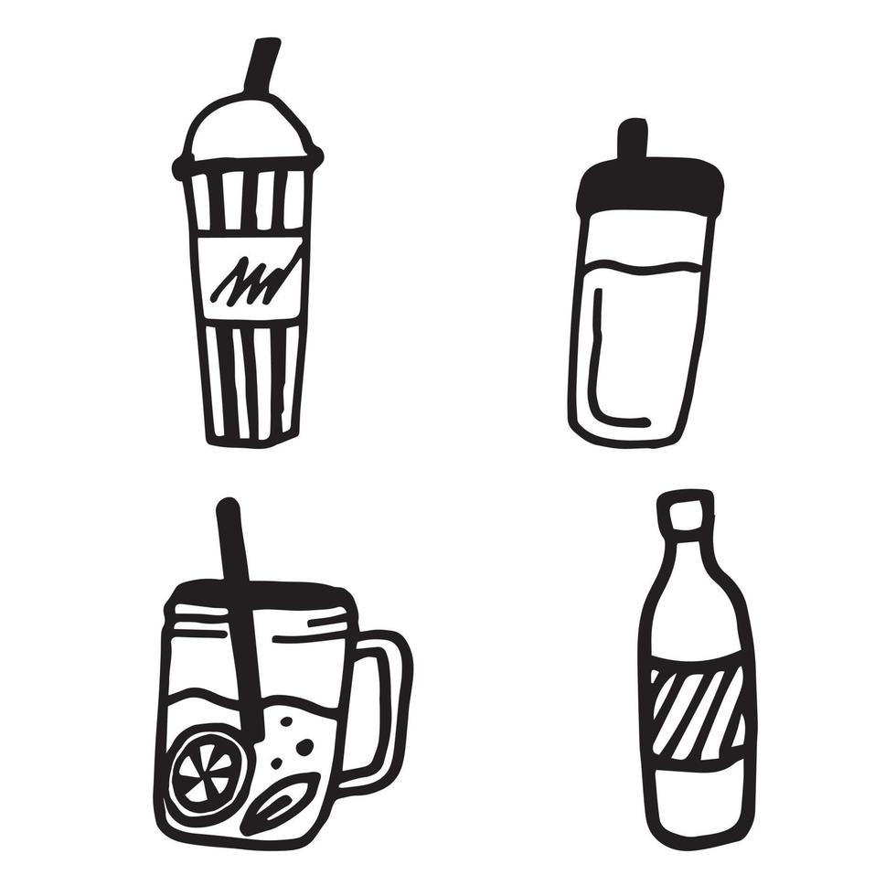ensemble de style doodle de boissons pour sportifs vecteur