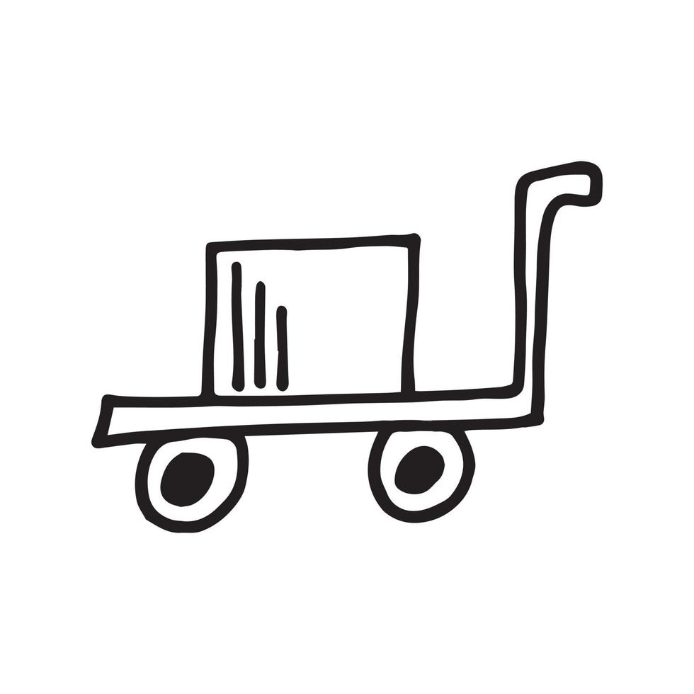 chariot d'aéroport dans un style doodle vecteur