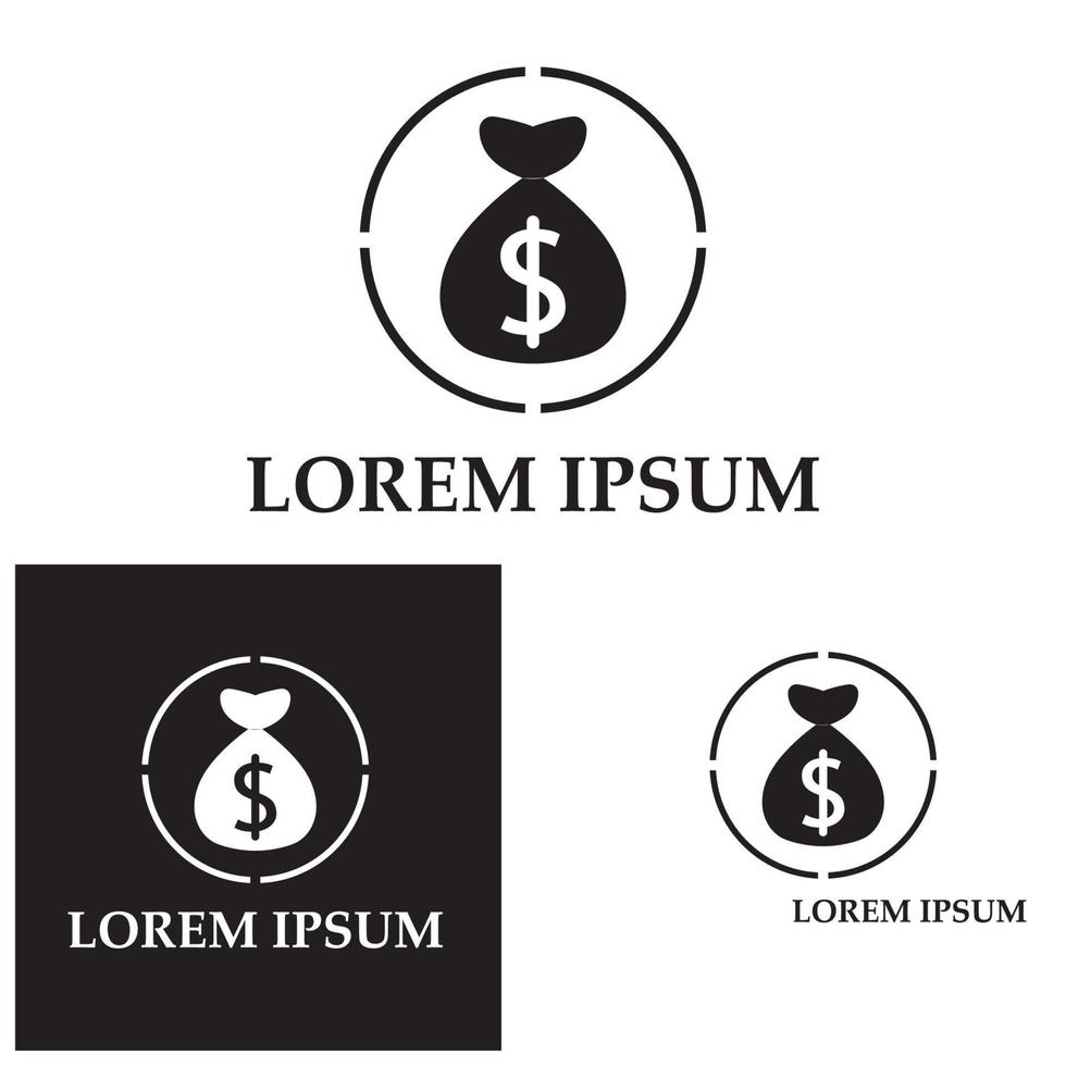 sac d'argent avec l'icône du logo vectoriel symbole dollar