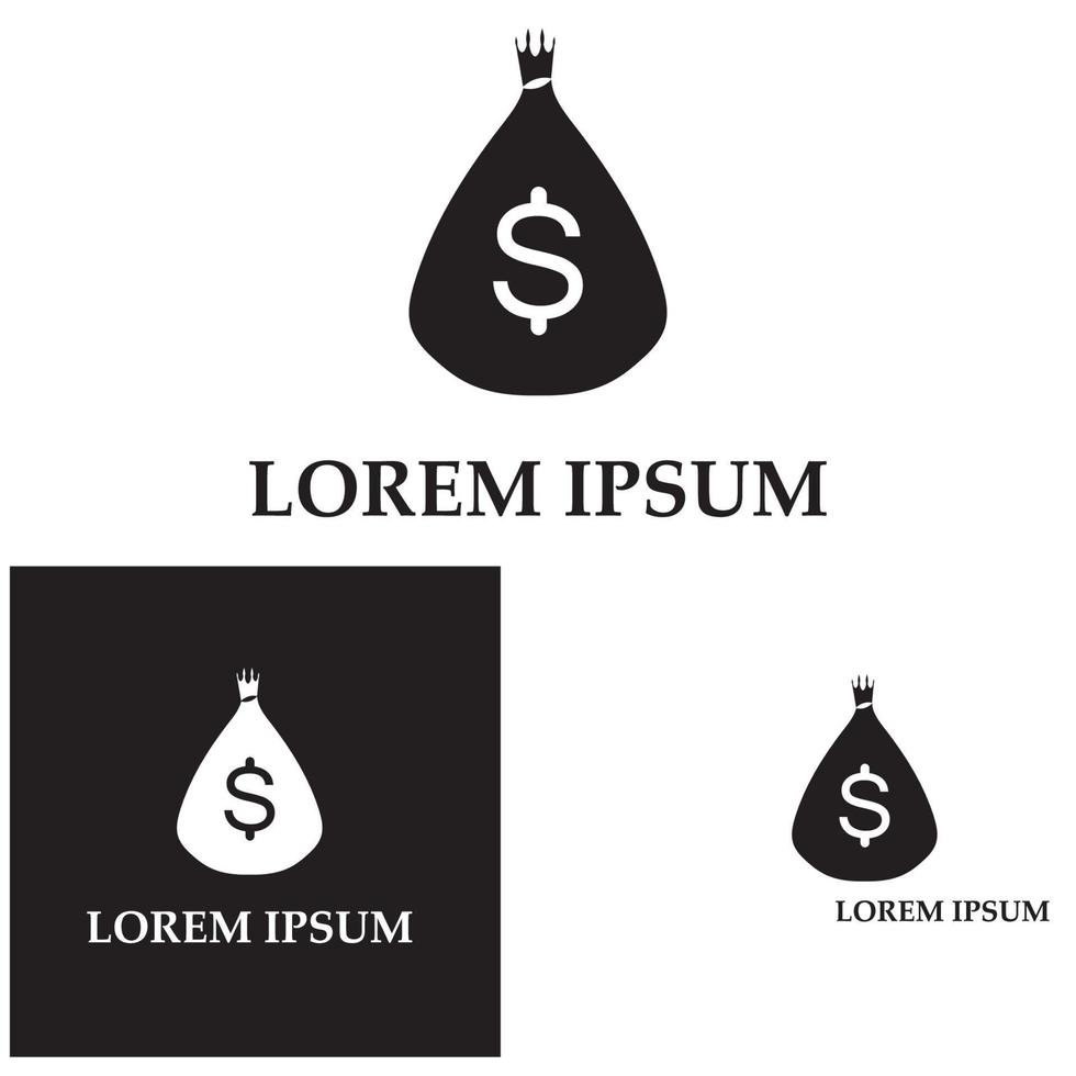 sac d'argent avec l'icône du logo vectoriel symbole dollar