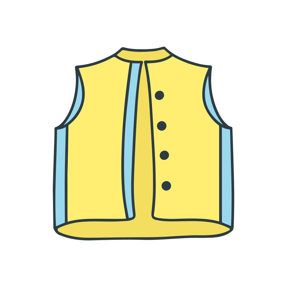 illustration vectorielle de gilet de sauvetage jaune style doodle vecteur