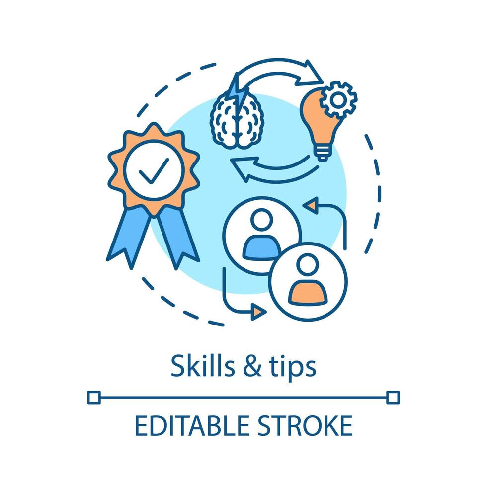 icône de concept de compétences et de conseils. réflexion, remue-méninges, génération d'idées. recherche de solutions. résolution de problème. idée de créativité illustration fine ligne. dessin de contour isolé de vecteur. trait modifiable vecteur